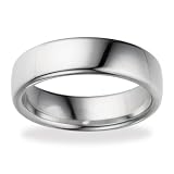 18k White Gold 6.5mm Euro Comfort Fit Plain Benchmark Mens Wedding Band Ring 2.3mm Thickness Size from 8 to 12
