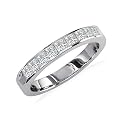 Princess Diamond Channel Set Anniversary Ring,14k White Gold (1/4ct tw SI2 I/J)