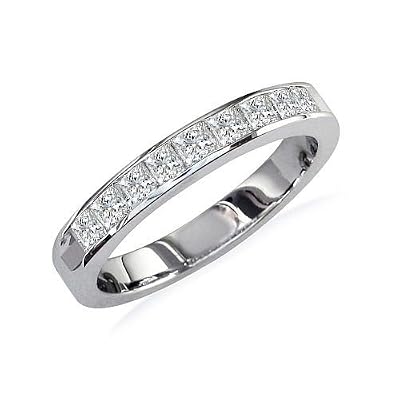Princess Diamond Channel Set Anniversary Ring,14k White Gold (1/4ct tw SI2 I/J)