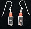 Sterling Silver and Coral Santo Domingo Rectangular Earrings, #136