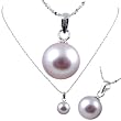 Freshwater Cultured Round Shape 9-9.5mm lavender Pearl / 18K White Gold Pendant, 16" 14K white gold chain