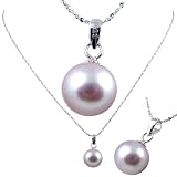 416EI5ZF6PL. SL160  Freshwater Cultured Round Shape 9 9.5mm lavender Pearl / 18K White Gold Pendant, 16 14K white gold chain