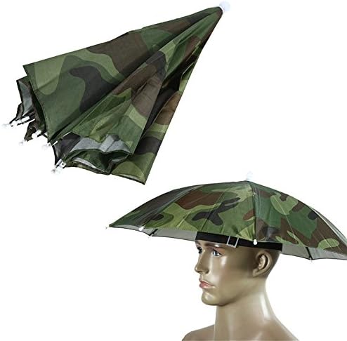 Rainbow Camouflage Foldable Sun Rain Umbrella Hat Cap Head Elastic Headband Fishing Golf Hiking Headwear Camping Outdoor (Camouflage)