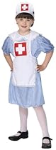 Nurse Dress Blue and White Striped with Dress Hat and Apron