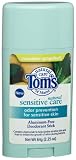 Tom's of Maine Natural Sensitive Care Deodorant, Cucumber-Grapefruit, 2.25 -Ounce Sticks (Pack of 6)
