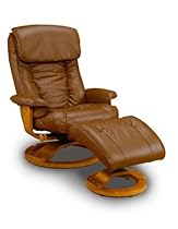 Hot Sale Mac Motion Chairs Model 2-Piece Recliner with Matching Ottoman Saddle Leather with Pecan Frame