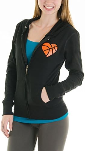 Juniors Zipper Hoodie 'Live Love Basketball' with Heart Image (S-L)
