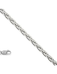 925 Sterling Silver Rhodium Plated 1.5 mm (1/16 Inch) Spiga Chain Necklace 18" w/ Lobster Claw Clasp