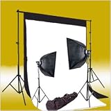 CowboyStudio Photography 220 Watt Photo Studio Monolight Flash Lighting Kit - 2 Studio Flash/Strobe, 2 Softboxes, 1 Background Support System, Black & White Muslin Backdrops and Carry Case