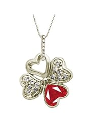 1.34ct Ruby & Vs Diamond Hearts Pendant 14k Gold