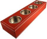 Archipelago Leather Covered Tea Light Bar Rust