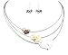 Necklace - N351 - Hammered Hearts on Triple Strand Plated Metal + Matching Earrings ~ Gold, Silver and Copper Plated Metal