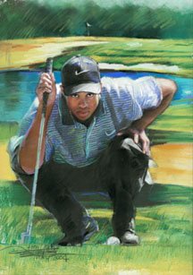 Tiger Woods (Crouching) Sports Poster Print - 16