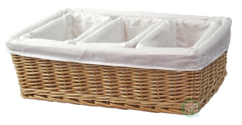 Vintiquewise(TM) Willow Baskets with Fabric Lining, Set of 4