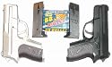 2 Airsoft Pocket Pistol W/carry Case. Silver and Black.