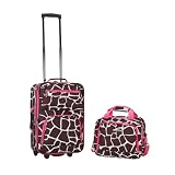 Rockland 2 Piece Upright Carry-On & Tote Luggage Set - Pink Giraffe