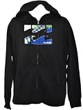 Billabong Mens Full Zip Hooded Sweatshirt Black Blue Wave Logo Large