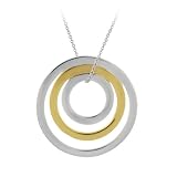 Sterling Silver and 18k Gold Overlay 3 Concentric Circle Pendant, 18