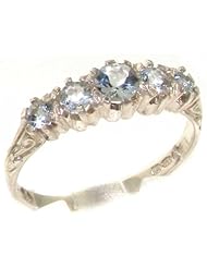 Solid 925 Sterling Silver Genuine Natural Aquamarine VINTAGE style Ring - Finger Sizes 4 to 12 Available