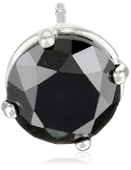 14k White Gold Black Diamond Single Stud Earrings (1.50 cttw)
