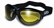 Red Baron Motorcycle / Aviator Goggles Black Padded Frame w/ Yellow Lens