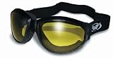 Red Baron Motorcycle / Aviator Goggles Black Padded Frame w/ Yellow Lens