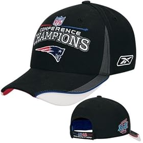 Click here to buy New England Patriots 2007 AFC Champions Locker Room Cap with Super Bowl XLII Logo by Reebok.