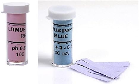 Litmus Paper, 3 Red 3 Blue, Pack of 6 Vials, 100 Strips/Vial, Acid and Base Test Paper