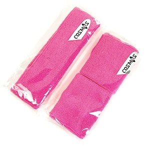 Cosmos 1 Pair of Wristband + Cotton Sports Basketball Headband / Sweatband Head Sweat Band/brace (Pink)