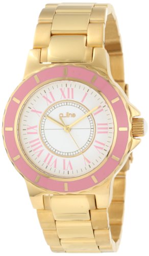 a_line Women's AL-80009-YG-02PN Marina White Dial Gold Ion-Plated Stainless Steel Watch