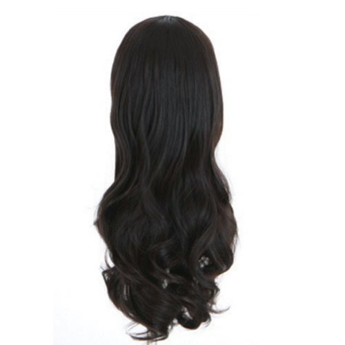 Urparcel Womens Girls Romantic 3/4 Full Hair Long Wavy Curly Half Wig Black