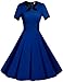 Viwenni Women's Scoop Neck Vintage Casual 1950'S Retro Bridesmaid Dress(Blue,L)