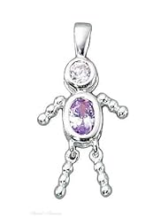 Sterling Silver 18" .8mm Wide Box Chain Necklace With Mothers Womens June Birthstone Babies Boy Male Child Baby Pendant
