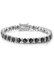 Sterling Silver Black CZ Tennis Bracelet 7.5"