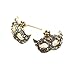 niceEshop Gold Plated Crystal Rhinestone Party Mask Earring Stud (1 Pair,Gold)