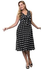 Plus Size V-neck Flared-Skirt Sleeveless Georgette/Polyester  Dress