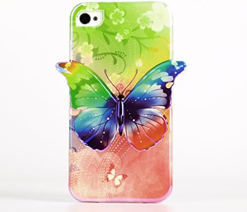 iPhone 5 Case,iPhone 5s Case,AnKey iPhone 5 5s TPU Case- 3D Blu-Ray Orange Beauty Butterfly Flexible Rubber Gel Bumper Scratch Soft Silicone IMD Case Cover For iPhone 5 5s