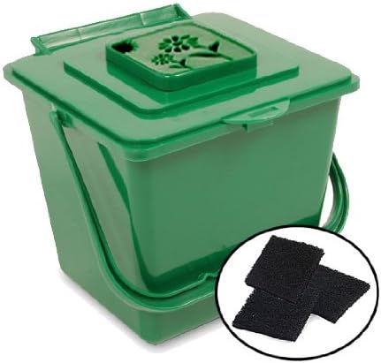 Busch 1.35 Gallon Kitchen Compost Pail - Waste Collector with 4 BONUS Replacement Filters