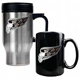 NHL Washington Capitals Stainless Steel Travel Mug and Black Ceramic Mug Set (Primary Logo)