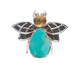 Turquoise & Citrine Pin by Lori Bonn
