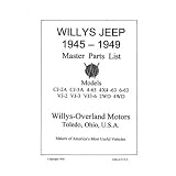 1945 1946 1947 1948 1949 JEEP WILLYS Parts Book List by Jeep
