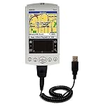 Coiled Power Hot Sync and Charge USB Data Cable w/ Tip Exchange for the Garmin iQue 3200 - Gomadic Brand