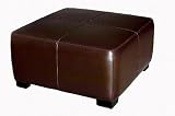 Full Leather Square Cocktail Ottoman, Dark Brown