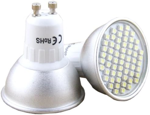 Besdata 4 X GU10 60 SMD Light Bulbs 4.5W Day White 6000K-6500K = 65W Halogen Bulb - Super Bright - Perfect for Replacing - Energy Saving - CE Approved