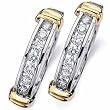 Two Tone Sleek Channel Diamond Hoop Earrings