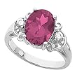 14K White Gold Rhodolite Garnet and Diamond Ring