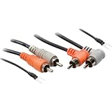 Stereo RCA to Right-Angle Stereo RCA Cable with Ground Wire, 3 meter