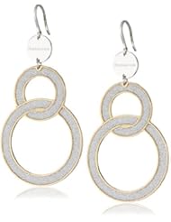 Rebecca "Soleil" Two-Tone White Shimmering Overlay Large Drop Earrings