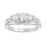 416FFW%2BO5gL. SL160  14k White Gold .60 ct Round Center Diamond Three Stone Engagement Ring , Size 8