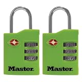 Master Lock 4684T TSA-Accepted Lock in Neon Green, Orange, Pink, or Purple, 2-Pack